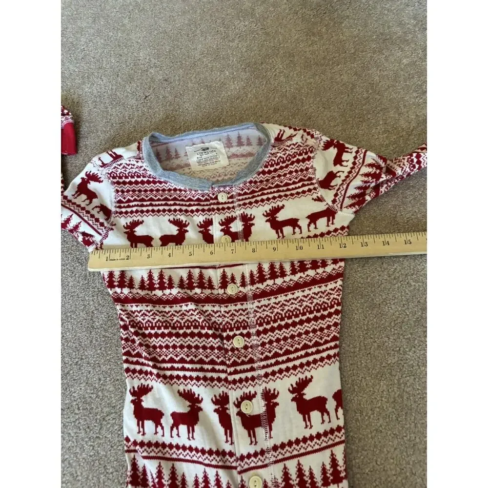 Crew Cuts 7 Pajamas Long Johns Christmas Reindeer Holiday One Piece